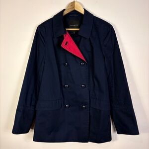Talbots Navy Blue Cotton Peacoat Jacket Double Breasted Nautical Preppy